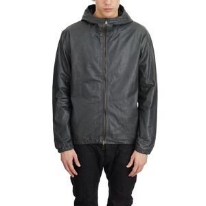 GIORGIO BRATO Distressed Leather Hooded Jacket Men GREY Outerwear